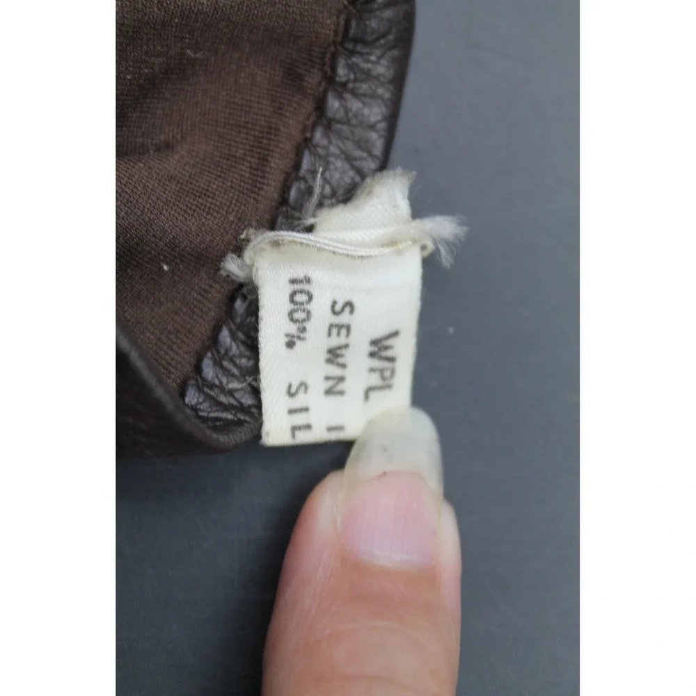 Vintage Brown Leather Gloves Silk Lined Made in Italy Women's